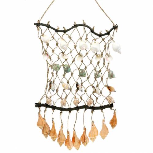 Floristik24 Deco tinklelis pakabinimui su natūraliais kriauklėmis 25×45cm