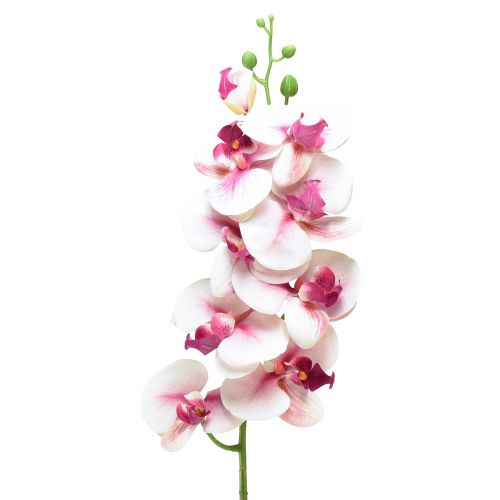 Orchid Phalaenopsis dirbtinės 9 gėlės baltos fuksijos 96cm