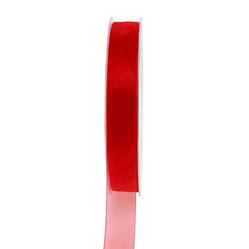 Floristik24 Organzos juostelė su kraiteliu 1,5cm 50m raudona