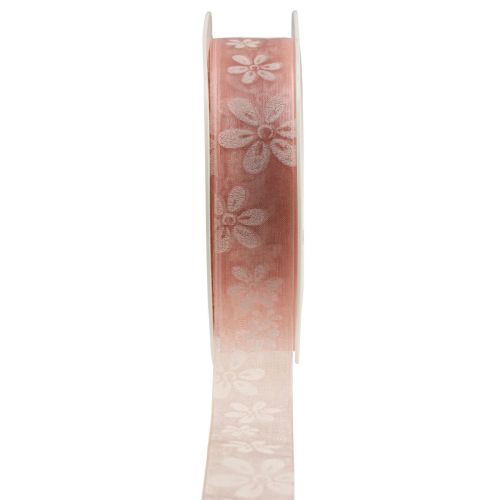 daiktų Organzos kaspinas gėlių dovanų kaspinas rožinis 25mm 18m