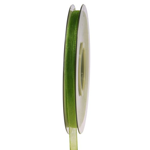 Floristik24 Organzos juostelė žalia dovanų juosta austa krašteliu alyvuogių žalia 6mm 50m