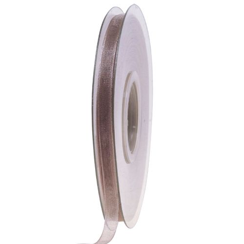 Organzos juostelė dovanų juostelė smėlio spalvos juostelė austi kraštas taupe 6mm 50m