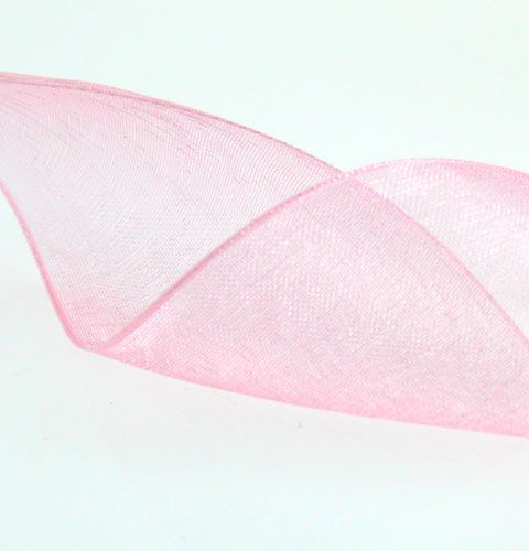 Rožinė organzos juostelė 40mm 50m