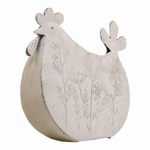 Floristik24 Velykinė dekoracija metal deco vištiena Velykinė balta 19,5x6,5x18cm