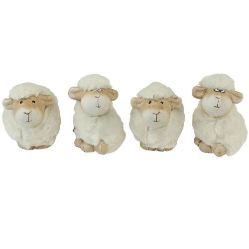 daiktų Velykinė puošmena avies keramikos puošmena Velykinis kremas 9,5×6×9cm 4 vnt