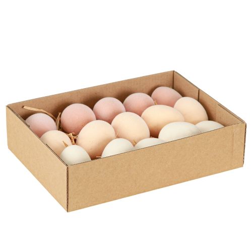 daiktų Velykiniai kiaušiniai Maži Flocked Persikai Ruda Balta H4cm 15 Vnt