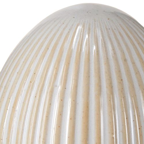 daiktų Velykiniai margučiai su grioveliais Keraminiai dekoratyviniai kiaušinių balti pilki 7,5×9cm 4 vnt.