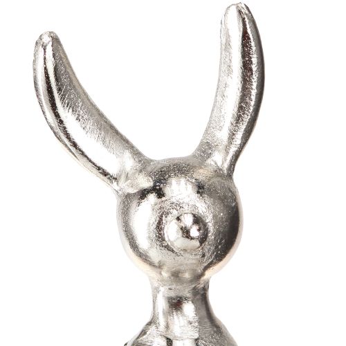 Floristik24 Velykų kiškio krašto taburetė metalinė triušiena maža sidabrinė 9×9×21cm