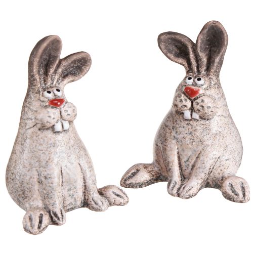 Floristik24 Velykų zuikis Keraminis Juokingas Dekoratyvinis Triušis Rudas H7cm 6 vnt