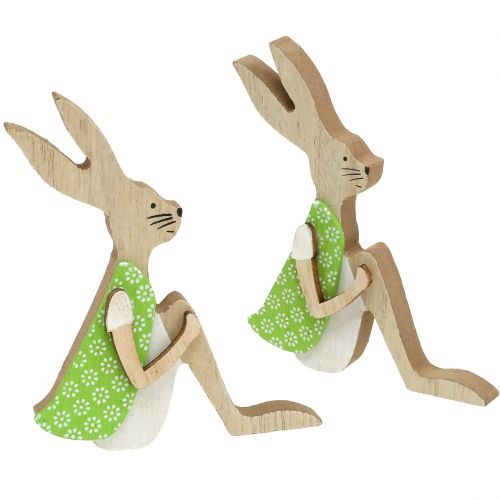 Velykinis zuikis iš medžio sėdimas 11cm 8 vnt