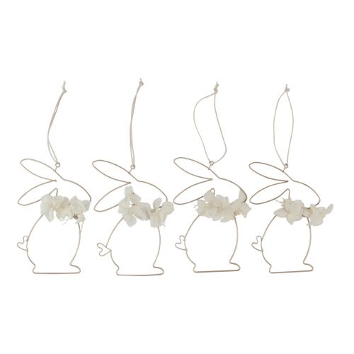 Floristik24 Velykiniai zuikiai metalinėms gėlėms pakabinti auksiniai 10×14,5cm 4 vnt