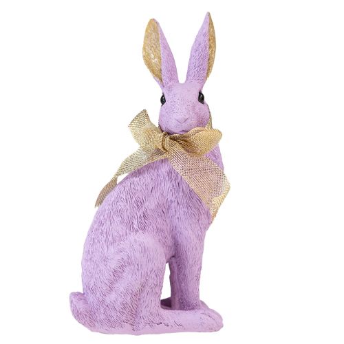 Floristik24 Velykų zuikio puošmena Violetinė auksinė triušiuko dekoratyvinė figūra H25cm