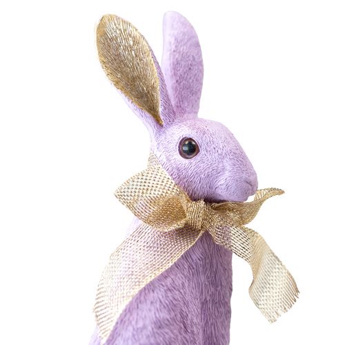 Floristik24 Velykų zuikio puošmena Violetinė auksinė triušiuko dekoratyvinė figūra H25cm