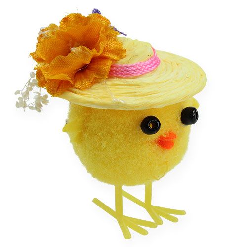 daiktų Velykų viščiukas su kepure geltona 6cm 6vnt