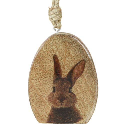 Floristik24 Velykinis pakabukas zuikis iš kiaušinio medžio džiuto natūralaus 8x10,5cm 4vnt
