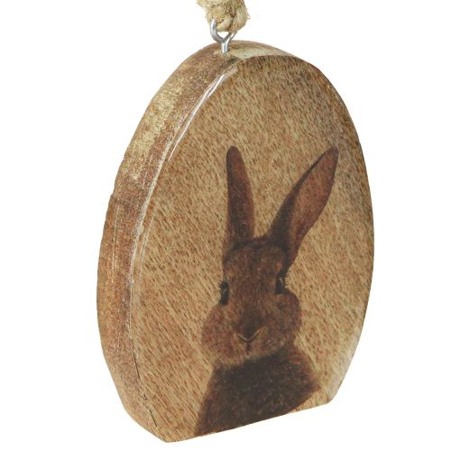 daiktų Velykinis pakabukas zuikis iš kiaušinio medžio džiuto natūralaus 8x10,5cm 4vnt