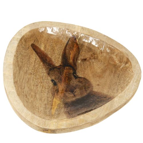 Floristik24 Velykų lėkštė Medinė dekoratyvinė lėkštė Triušis su kiaušiniu Natural 25x26cm