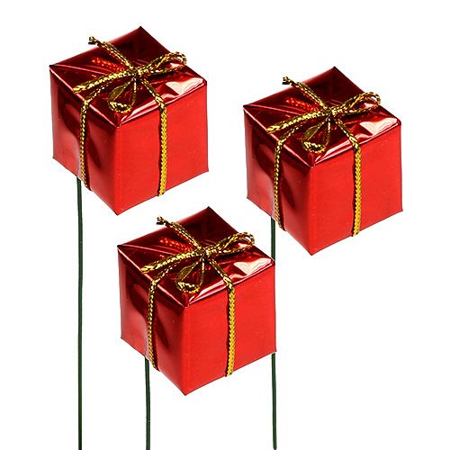 Floristik24 Pakuotė ant vielos 2,5cm raudona 60vnt