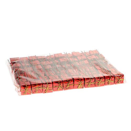 Floristik24 Pakuotė ant vielos 2,5cm raudona 60vnt