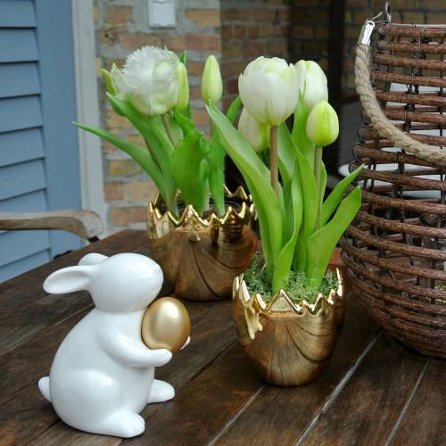 Floristik24 Papūgos tulpė vazonėlyje balta Real-Touch 23cm