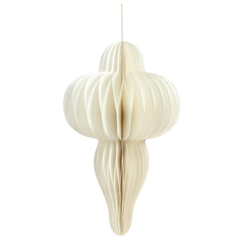 daiktų Popieriniai kalėdiniai papuošimai baltas sidabrinis ornamentas H40cm 2vnt