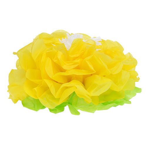 Floristik24 Popierinė gėlė Ø28cm pakabinti žaliai geltona