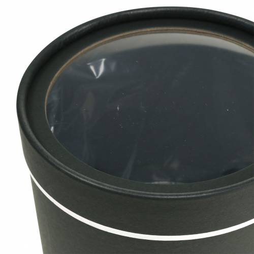 Floristik24 Gėlių dėžutė apvali kartoninė juoda, sidabrinė Ø12,5 / 16cm rinkinys po 2 vnt