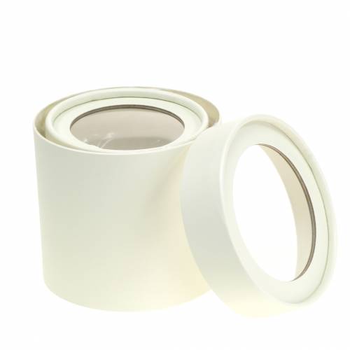 daiktų Gėlių dėžutė apvali kartoninė kreminė Ø10/12cm rinkinyje 2 vnt