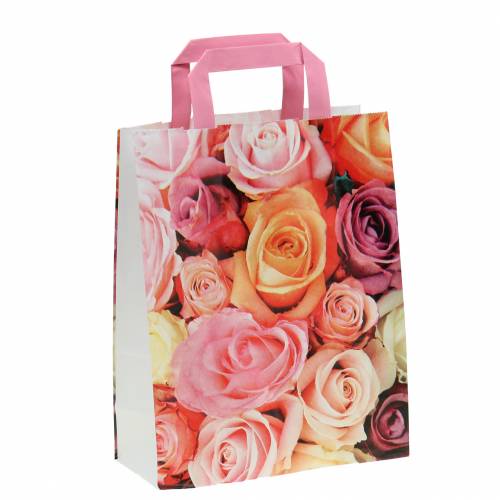 Floristik24 Popierinis maišelis rožė 22cm x 10cm x 28cm 25vnt