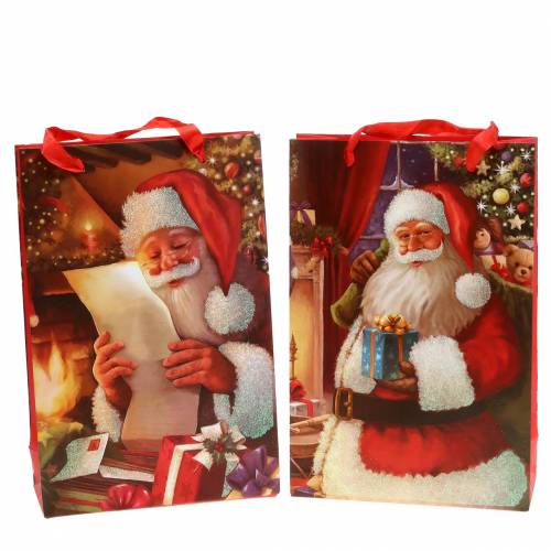 Floristik24 Dovanų maišeliai Kalėdų motyvas Kalėdų Senelis raudonas 20cm × 30cm × 8cm rinkinys iš 2 vnt.
