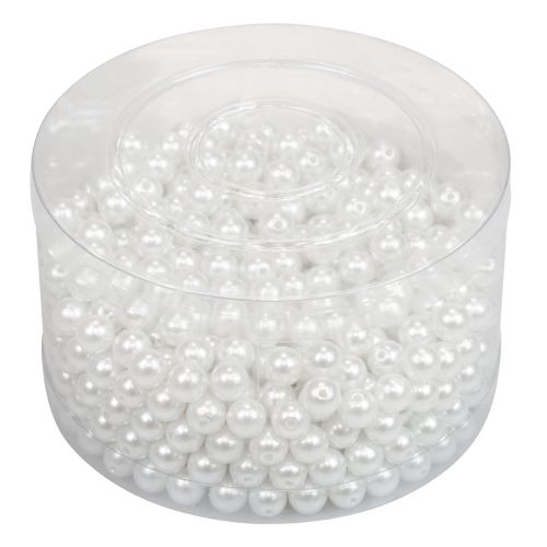 Floristik24 Dekoratyviniai karoliukai sriegti craft karoliukus balti 8mm 300g