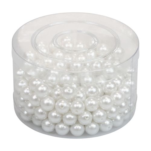 Floristik24 Dekoratyviniai karoliukai sriegti craft karoliukus balti 12mm 300g