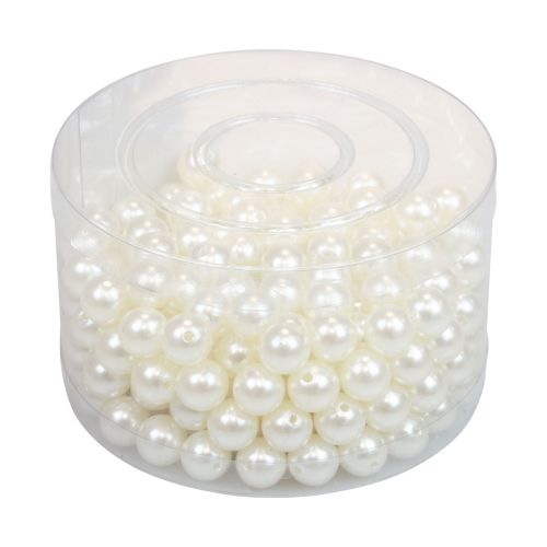 Floristik24 Karoliukai sriegimui craft karoliukai kreminiai balti 12mm 300g