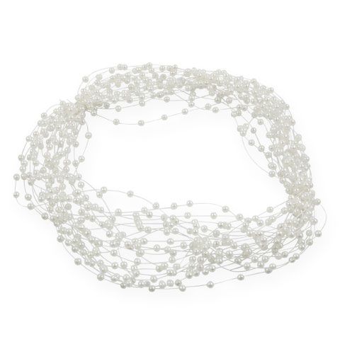 Floristik24 Dekoratyvinė perlų sruogelė 20m balta