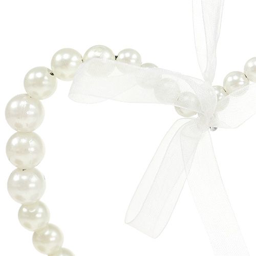 Floristik24 Pearl heart 10cm vestuvių dekoravimo kremas 6vnt