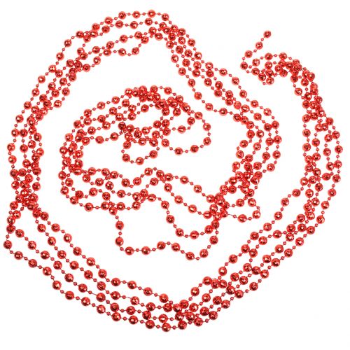 Perlų girlianda Kalėdų eglutės puošmena raudona 7m