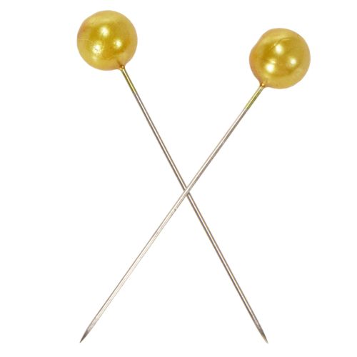 Smeigtukai perlo galvutėje auksiniai Ø10mm 60mm 50p | Floristik24.lt