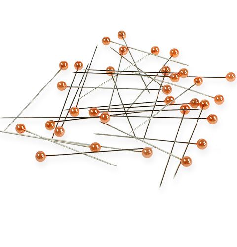 Floristik24 Perlų galvutės adatos Ø6mm 65mm oranžinės spalvos