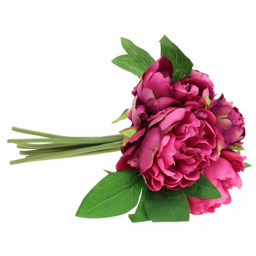 Floristik24 Dirbtinių gėlių puokštė su bijūnais rausvai violetinė Ø27cm 1 vnt