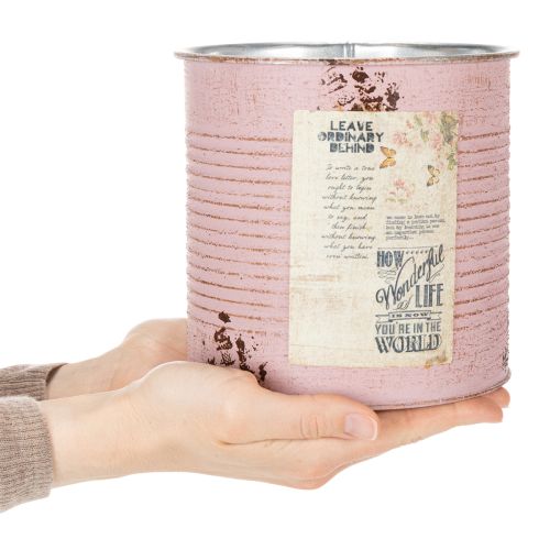 daiktų Vazonas, sendintos rožės, dekoratyvinė metalinė dėžutė, vintažinis, Ø15,5 cm, aukštis 15 cm