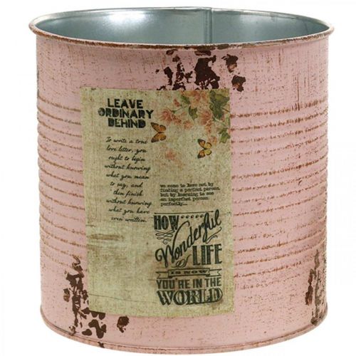 daiktų Sodinamoji sena rožinė dekoratyvinė dėžutė metalinė vintažinė Ø15,5cm H15cm