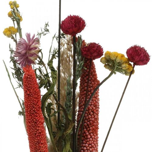 daiktų Džiovintų gėlių puokštė su pievų gėlėmis rožinės spalvos DIY rinkinys H30-35cm