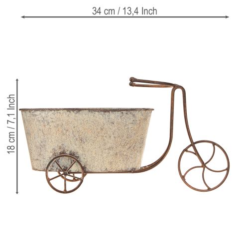 daiktų Sodinimo dviratis vazonas dviratis rūdžių pilka 34×16×18cm