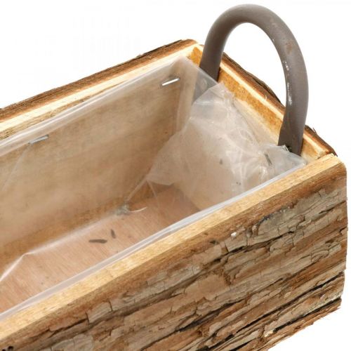 Floristik24 Sodinamoji, medinė dėžė su žieve, gėlių vazonas su rankenomis 46cm