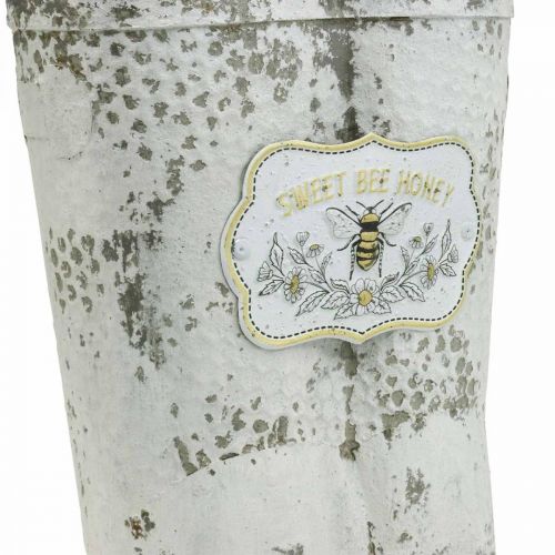 Floristik24 Sodinimo batai Bee Metal White Vintažinė sodo puošmena H31cm