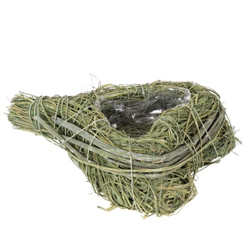 Dekoratyvinė širdelė iš natūralios žolės su folijos įdėklu, 14 cm, 2 vnt. | Floristik24.lt