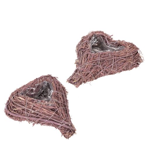 Širdelės formos dubuo su šakelėmis ir folijos įdėklu gėlių kompozicijoms, 14 cm, 2 vnt. pirkti | Floristik24.lt