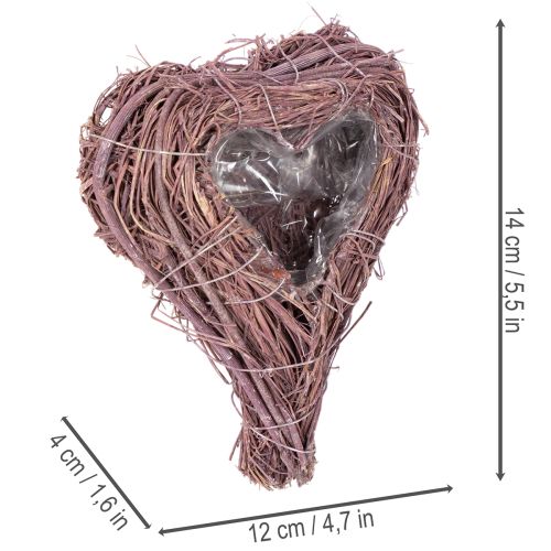 Širdelės formos dubuo su šakelėmis ir folijos įdėklu gėlių kompozicijoms, 14 cm, 2 vnt. | Floristik24.lt