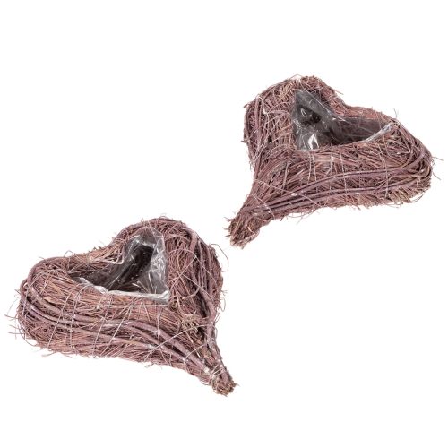 Dekoratyvinė širdis iš šakelių su sodinimo folija, 20 cm, 2 vnt. pirkti | Floristik24.lt