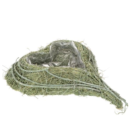 Širdies formos dubuo iš natūralios žolės su sodinimo folija, 38 cm